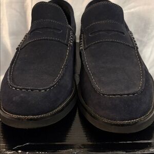 BOSTONIAN Men's Navy Suede Penny Loafers - Classic Slip-On 11M Good Condition!